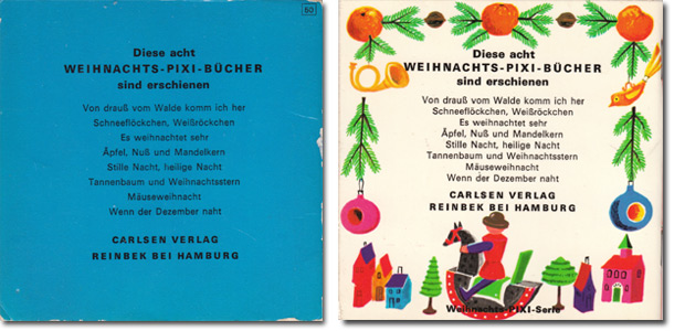 Rückseiten der Weihnachtshefte