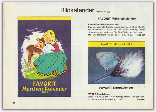 Märchenkalender im Favorit Katalog 1970, Seite 28